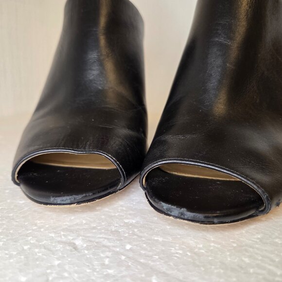 MICHAEL Michael Kors Shaw Black Leather Mule Peep Toe Block Heel Sandals - 6.5 - Picture 13 of 15